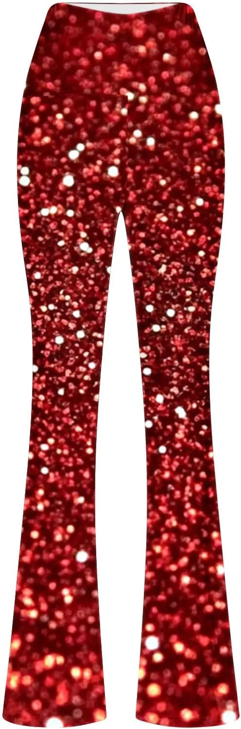 Flare Yoga Pants for Women Workout Legging Printed High Rise Stretch Bootcut Pull On Casual Lounge Trouser