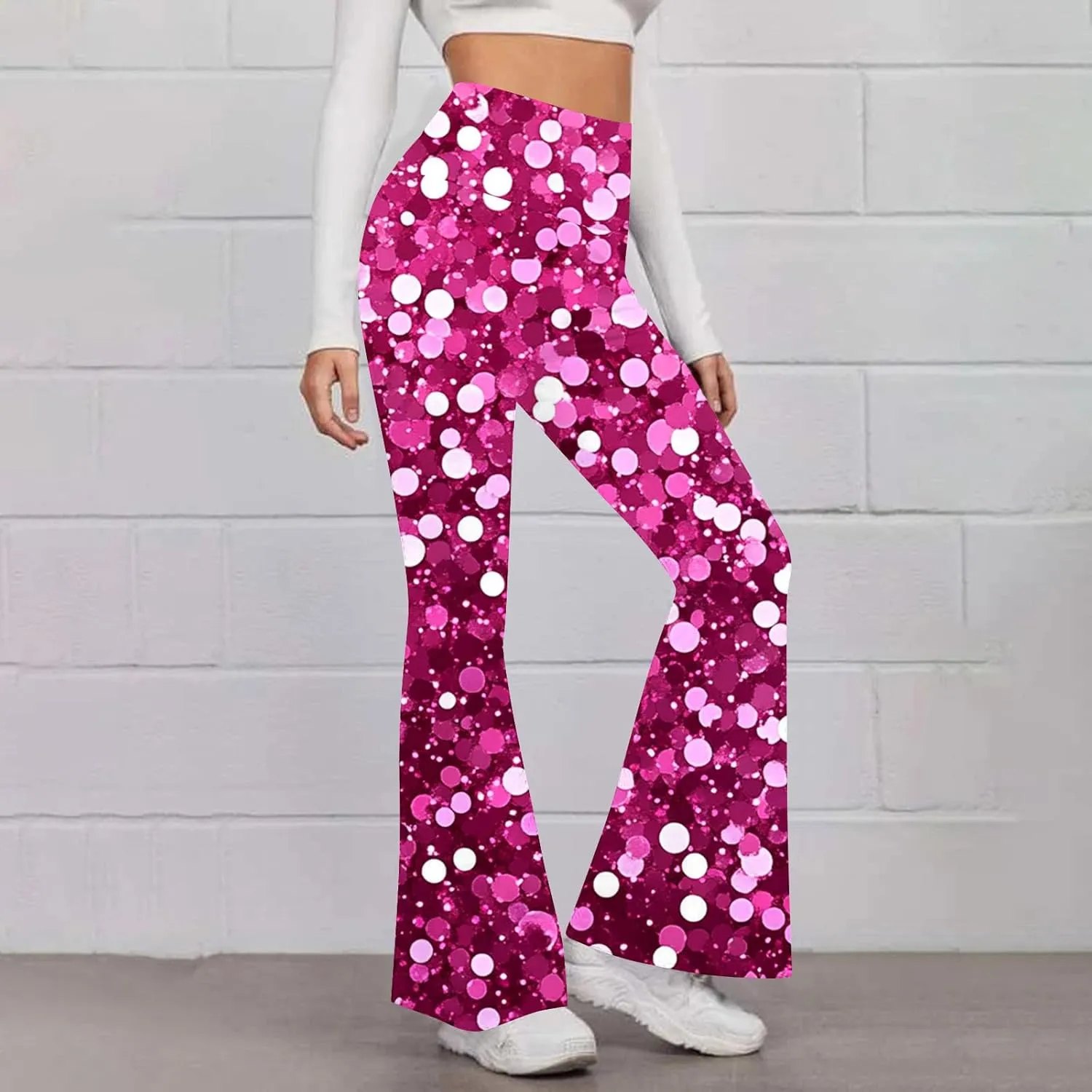 Flare Yoga Pants for Women Workout Legging Printed High Rise Stretch Bootcut Pull On Casual Lounge Trouser