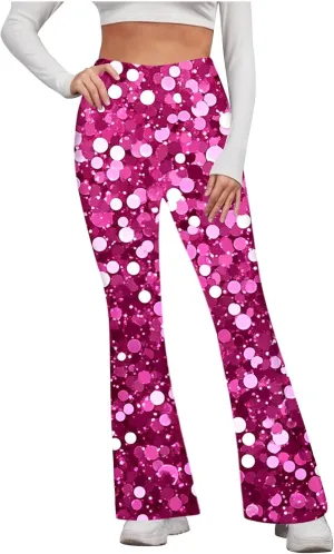 Flare Yoga Pants for Women Workout Legging Printed High Rise Stretch Bootcut Pull On Casual Lounge Trouser