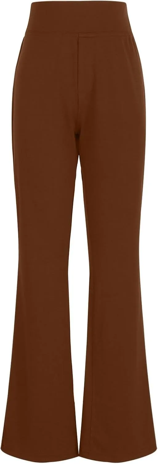 Flared Leggings for Women Workout Gym Cargo Workout Yoga Pant Pocket Stretch High Waist Casual Bootcut Tights Trouser