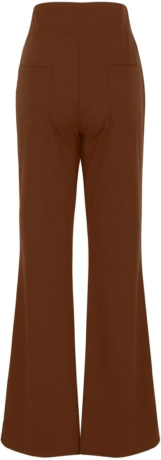 Flared Leggings for Women Workout Gym Cargo Workout Yoga Pant Pocket Stretch High Waist Casual Bootcut Tights Trouser
