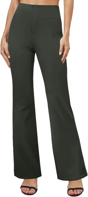 Flared Leggings for Women Workout Gym Cargo Workout Yoga Pant Pocket Stretch High Waist Casual Bootcut Tights Trouser