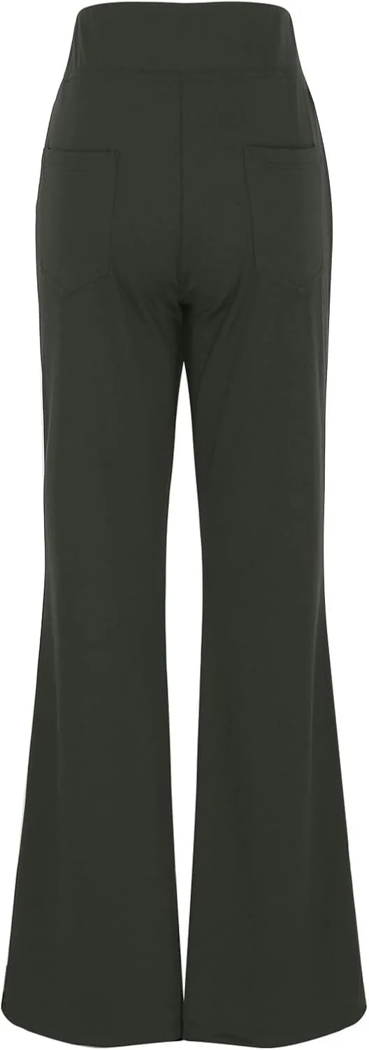 Flared Leggings for Women Workout Gym Cargo Workout Yoga Pant Pocket Stretch High Waist Casual Bootcut Tights Trouser