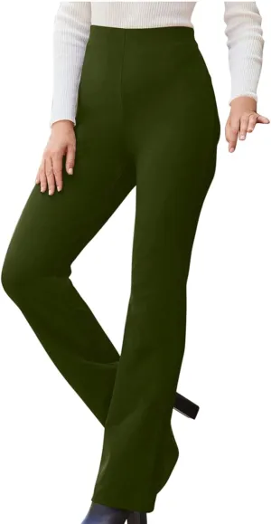 Flared Pull On Work Pants for Women Tall Yoga Leggings High Waist Stretchy Bootcut Office Business Casual Gym Trousers