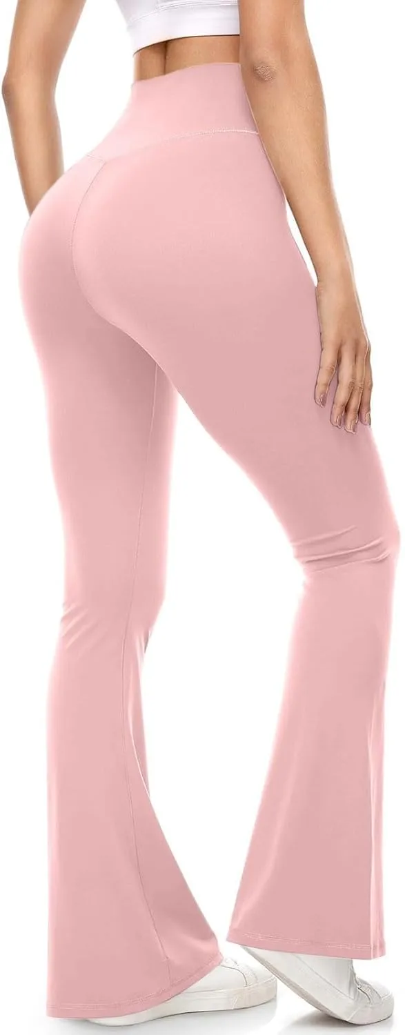 Flared Yoga Pants Women Crossover V Waist Leggings Elastic High Waisted Bootcut Bell Bottoms Stretch Workout Slim Fit Pants