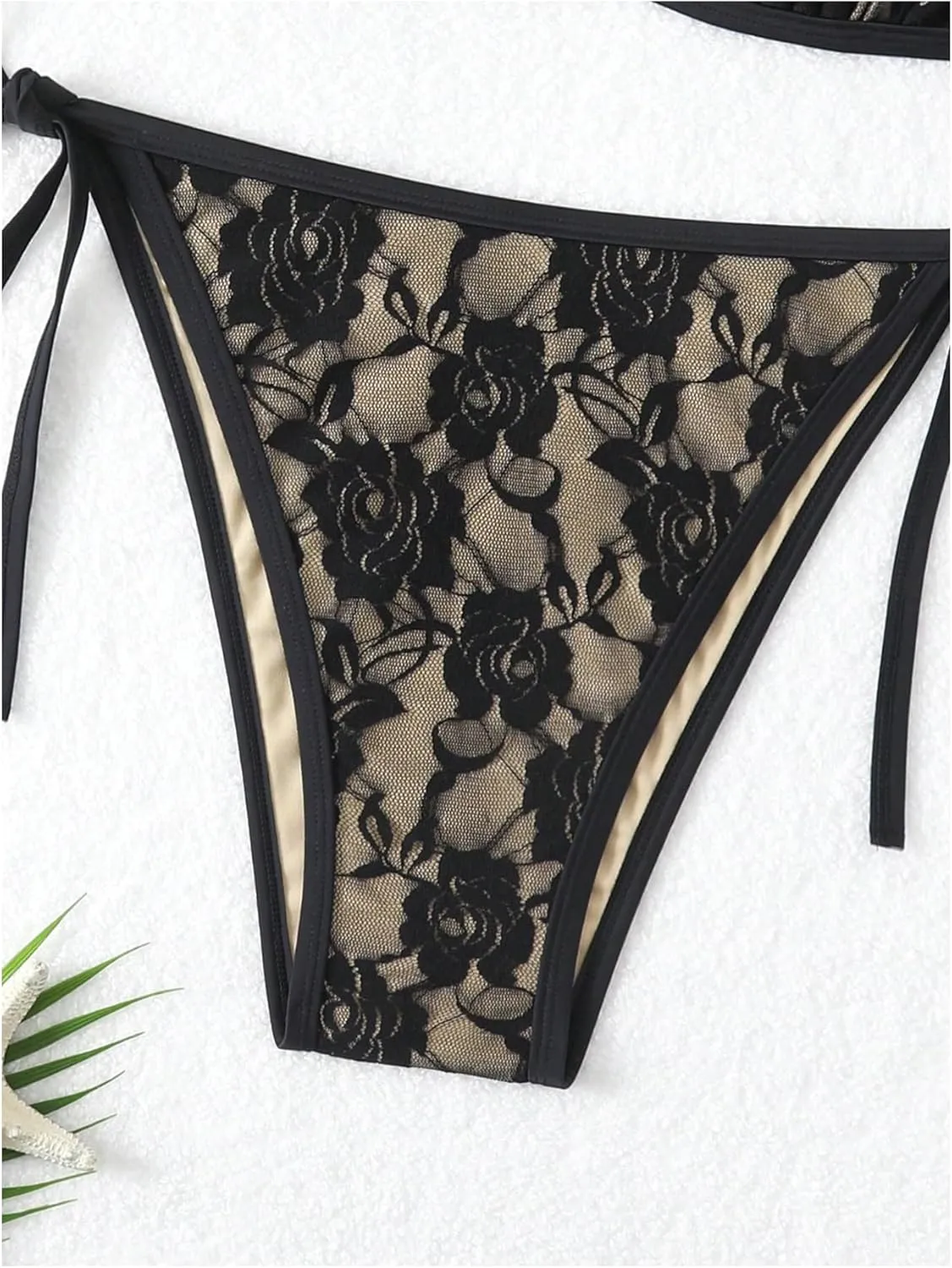 Floerns Women's Plus Size Floral Mesh Triangle Bikini Set String Tie Side Bathing Suit