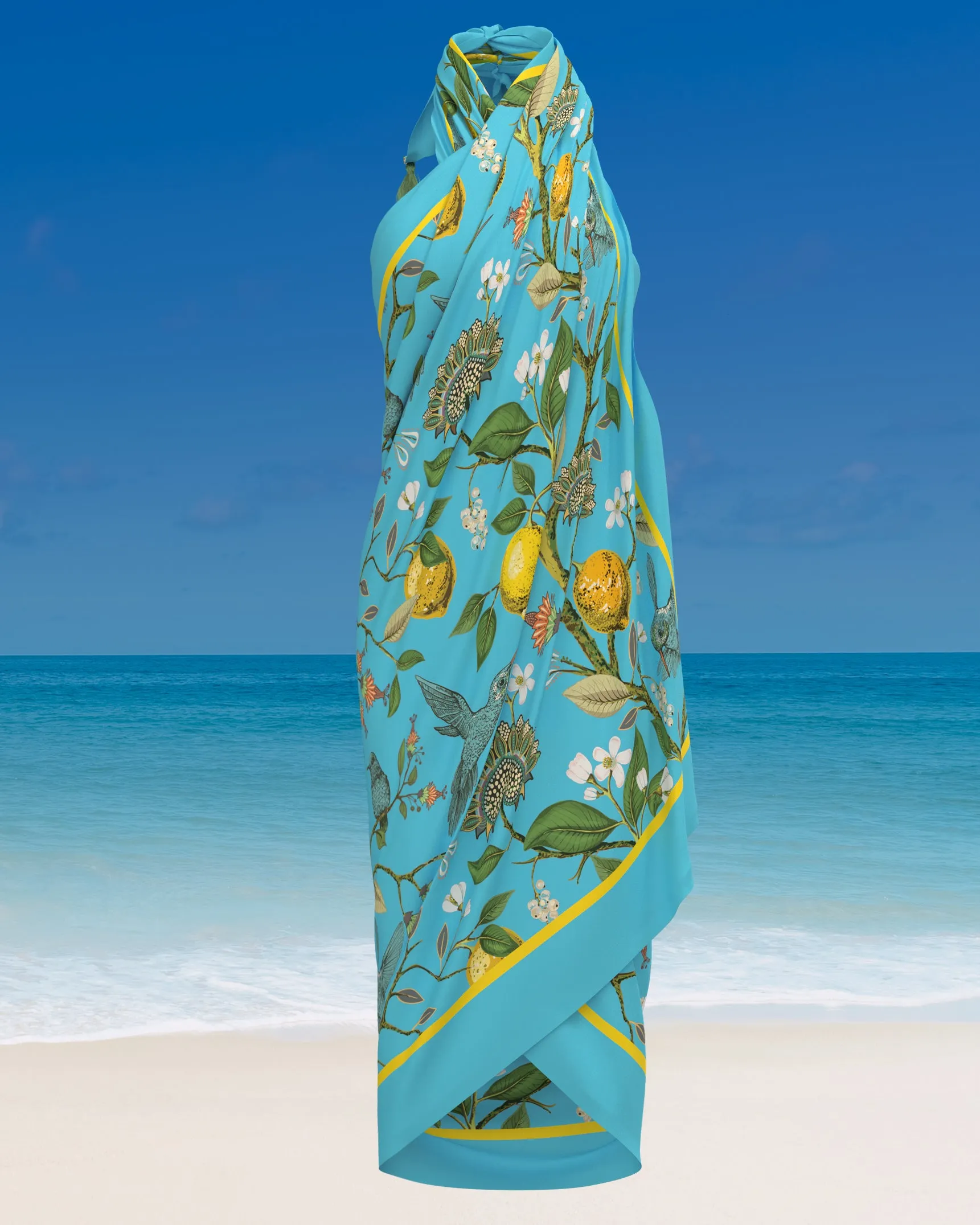 Flora Organic Cotton Pareo in Turquoise