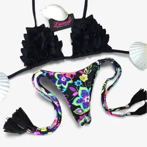 Floral Fantasy Ruffle Bikini Set