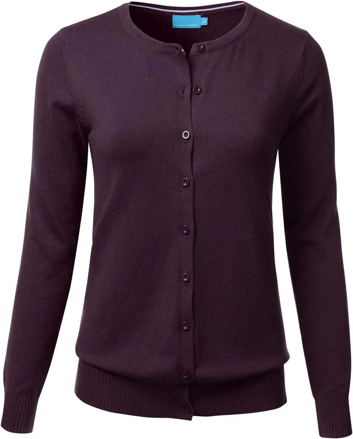 FLORIA Women's Button Down Crew Neck Long Sleeve Soft Knit Cardigan Sweater (S-3X)