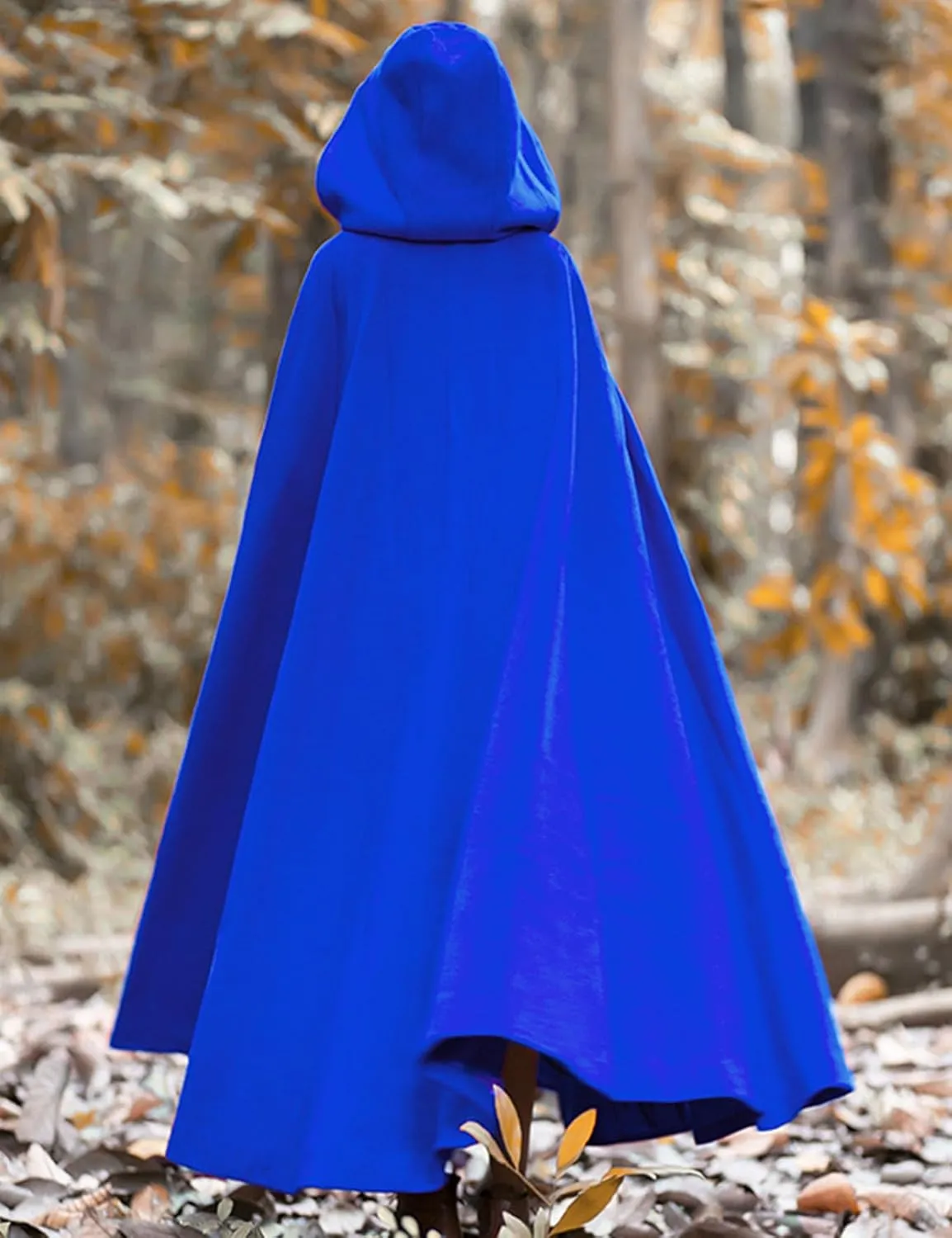 Flygo Women Wool Blend Hooded Cape Fall Winter Cloak with Hood Windproof Poncho Maxi Coat
