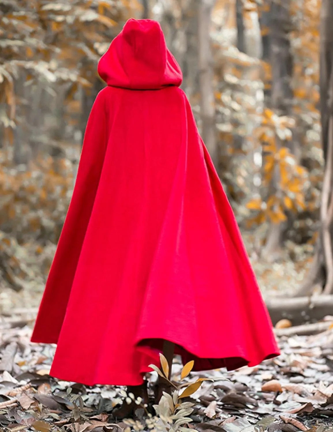 Flygo Women Wool Blend Hooded Cape Fall Winter Cloak with Hood Windproof Poncho Maxi Coat