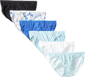 Fruit of the Loom womens Tag Free Cotton Panties bikini underwear, 6 Pack - Assorted Colors, 9 US
