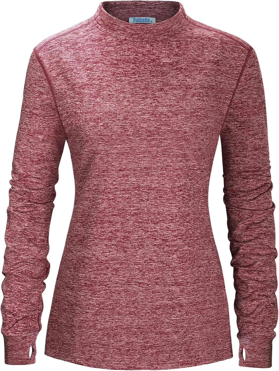 Fulbelle Womens Thermal Fleece Mock Neck Long Sleeve Running Shirts, Thumbholes Cold Weather Base Layer