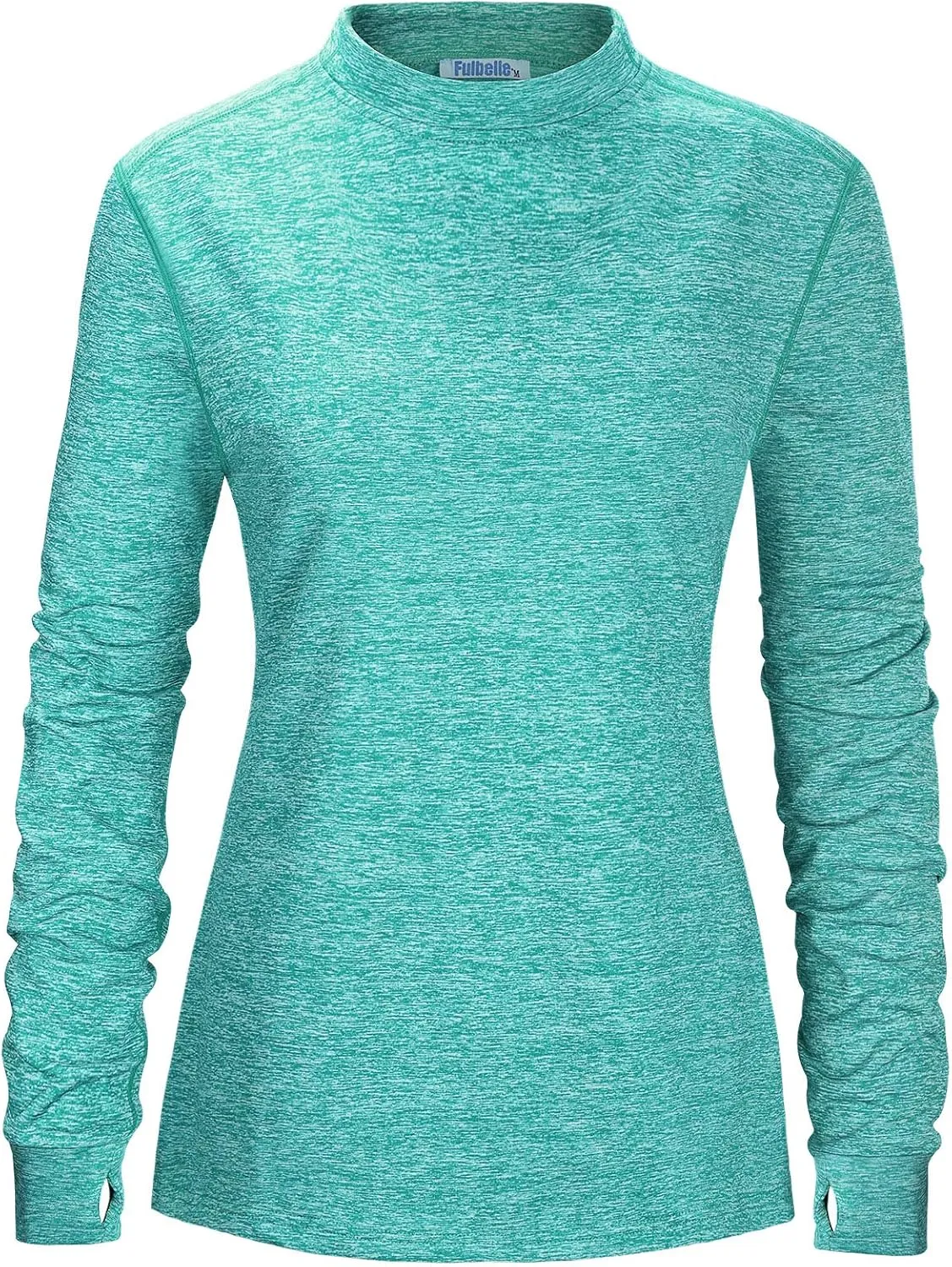 Fulbelle Womens Thermal Fleece Mock Neck Long Sleeve Running Shirts, Thumbholes Cold Weather Base Layer
