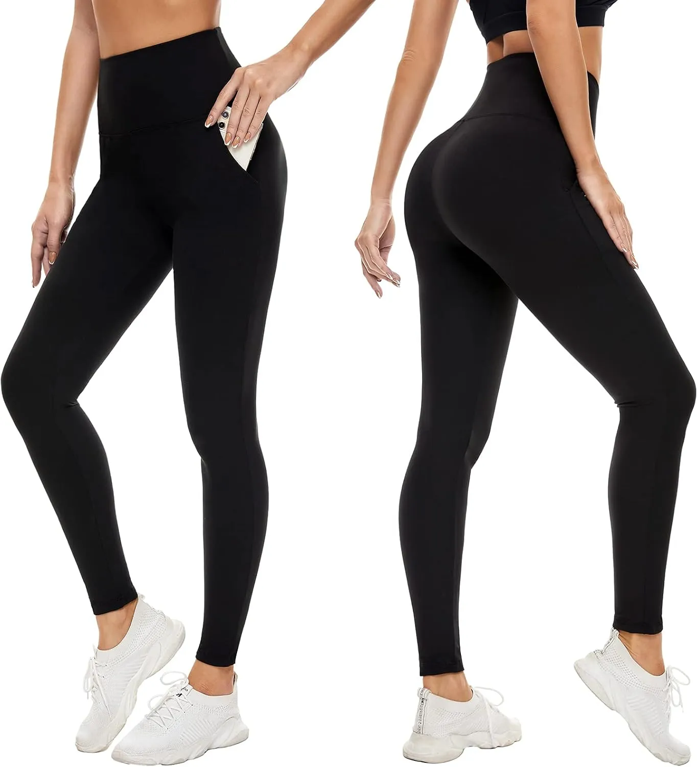 FULLSOFT 3 Pack Leggings for Women High Waisted Soft Black Yoga Pants for Workout Athletic Running Reg & Plus Size