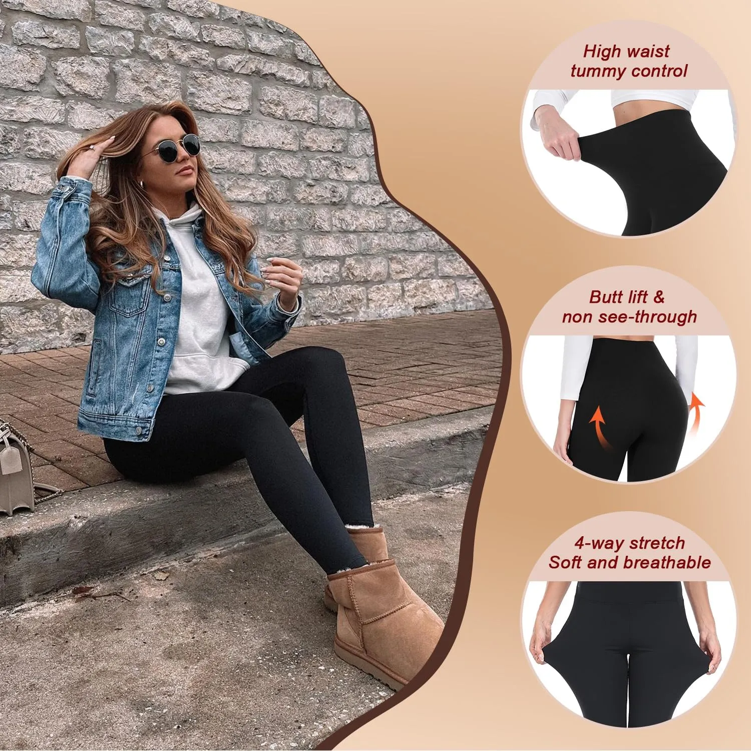 FULLSOFT 4 Pack Leggings with Pockets for Women,Soft High Waisted Tummy Control Workout Yoga Pants
