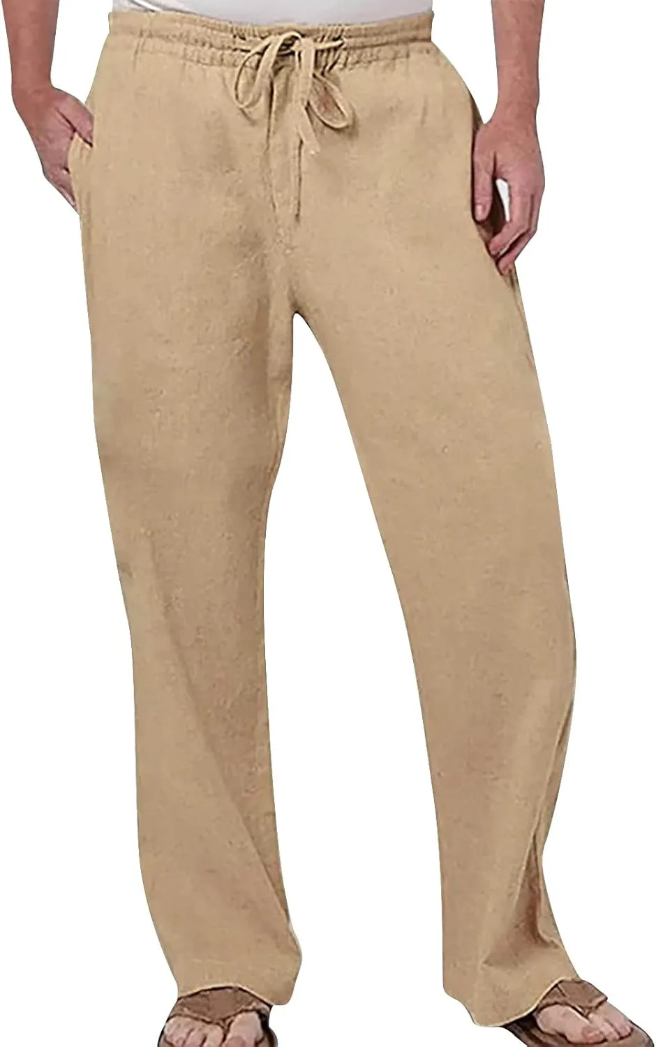 FZVYD Khaki Cargo Pants Mens Joggers Cargo Pants Fashion Casual Sweatpants Work Pants Drawstring Loose Trousers with Pockets