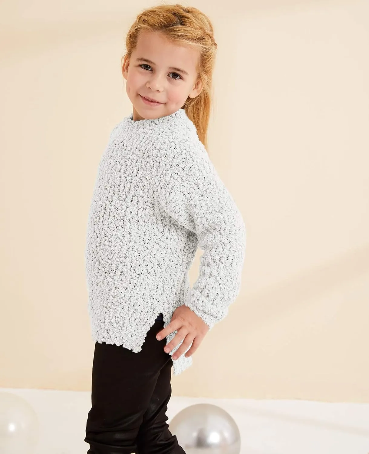 GAMISOTE Girl's Fuzzy Warm Sweater Crew Neck Chunky Side Slit Jumper Pullover Outwear