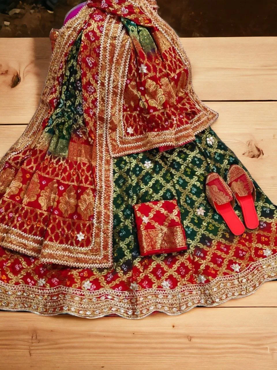 Gharchola bandhani gotapatti lehenga