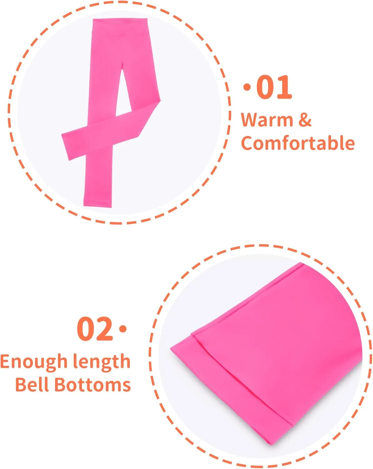 Girls Ice Skating Pants Black High Waist Leggings Soft Seamless Warm Bell Bottoms for Kids Teens Competition