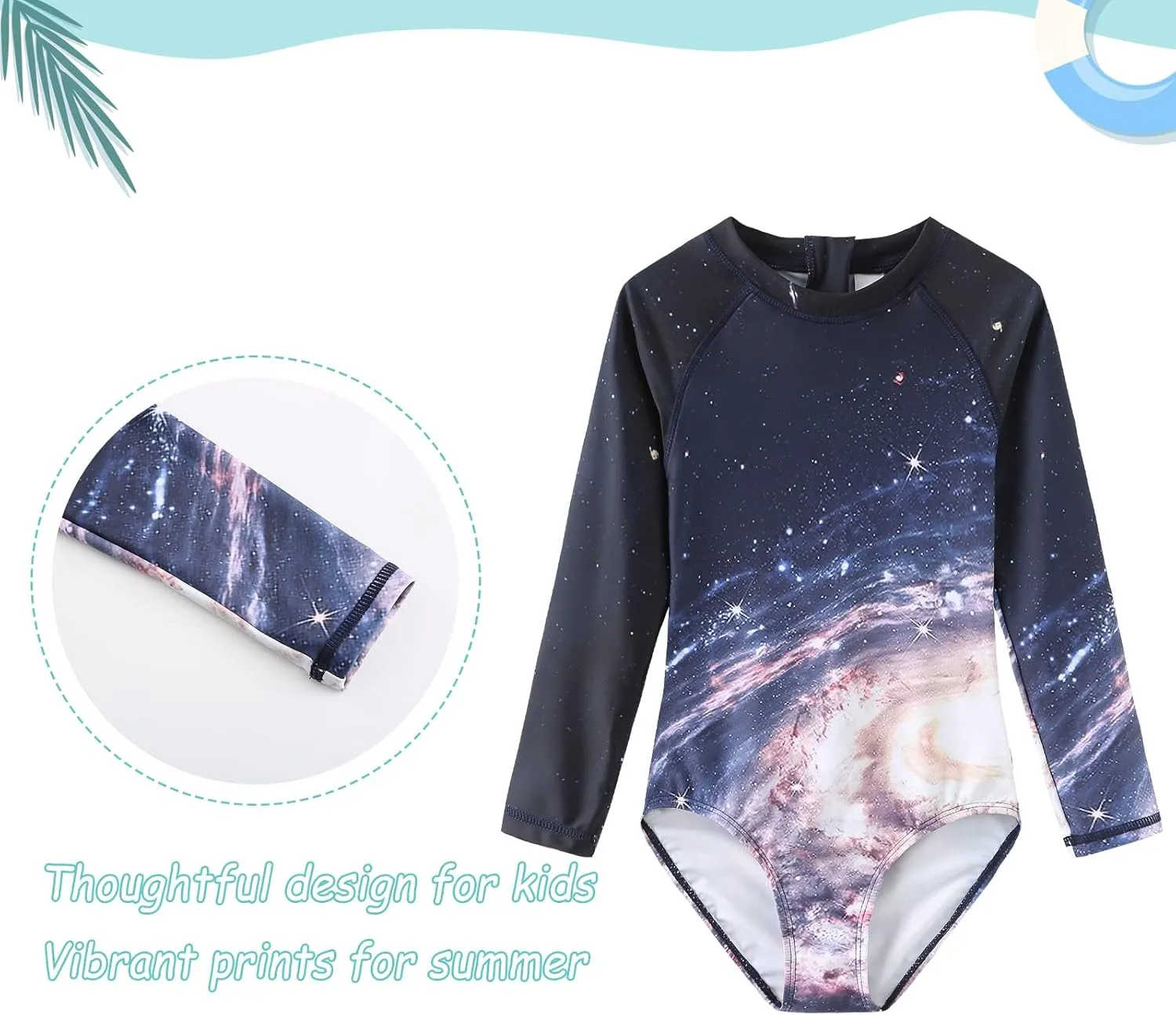 Girls One Piece Rash Guard Long Sleeve Swimsuits for Girls UPF 50  Sun Protection Bathing Suits 3-16 Years