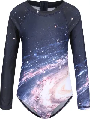 Girls One Piece Rash Guard Long Sleeve Swimsuits for Girls UPF 50  Sun Protection Bathing Suits 3-16 Years