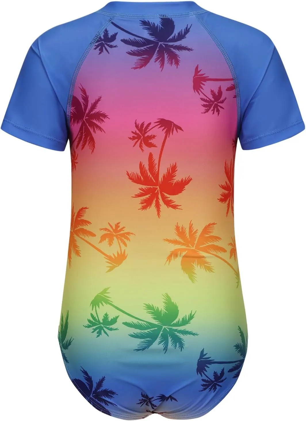 Girls One Piece Swimsuits Short Sleeve Rash Guard for Girl Hawaiian Bathing Suit with Sun Protection Beachwear