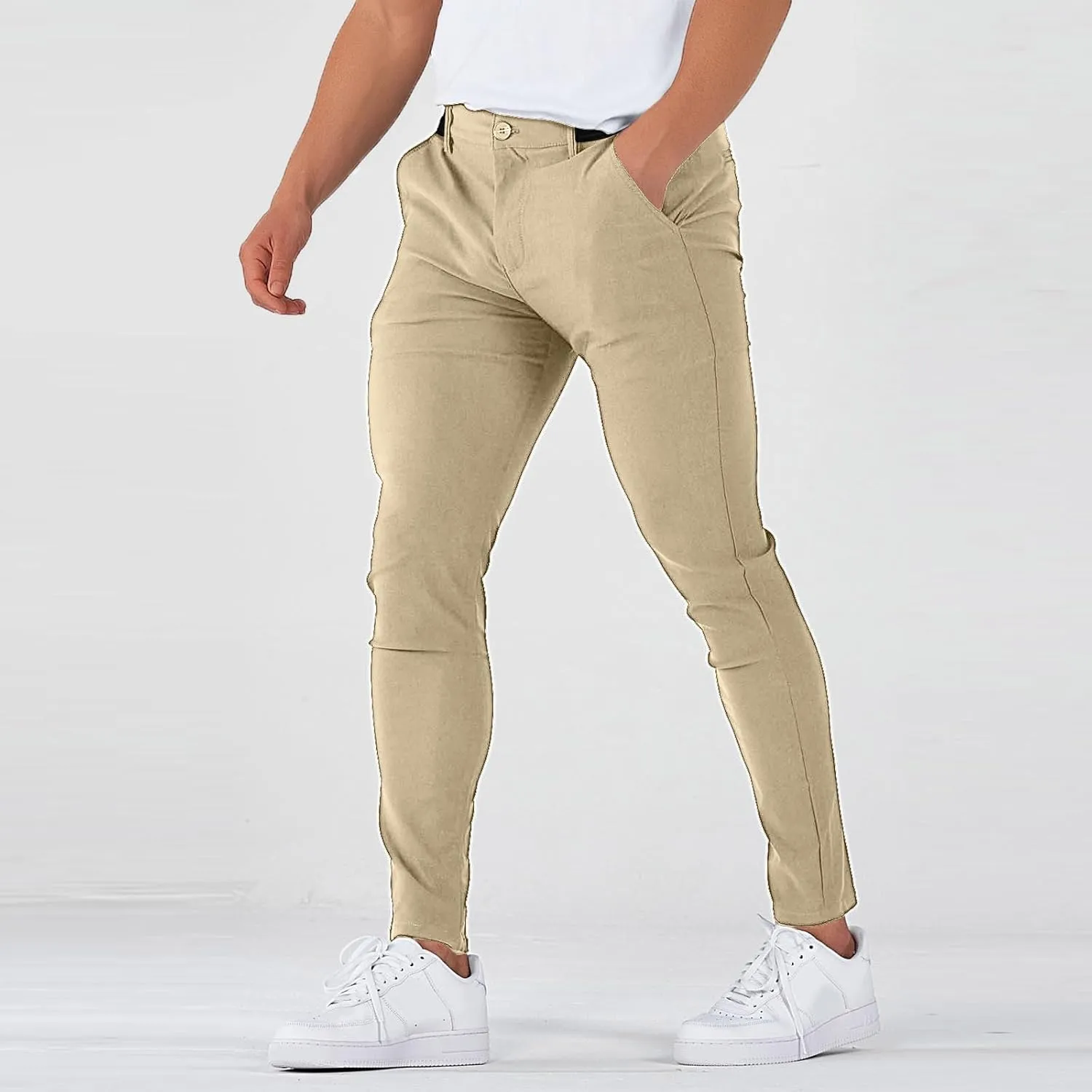 Golf Pants Men Stretch Relaxed Fit Elastic Waist Dress Pants Mencomfy Business Casual Chino Work Pants with Pockets