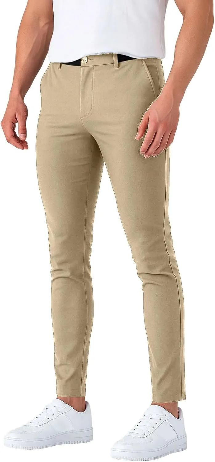 Golf Pants Men Stretch Relaxed Fit Elastic Waist Dress Pants Mencomfy Business Casual Chino Work Pants with Pockets