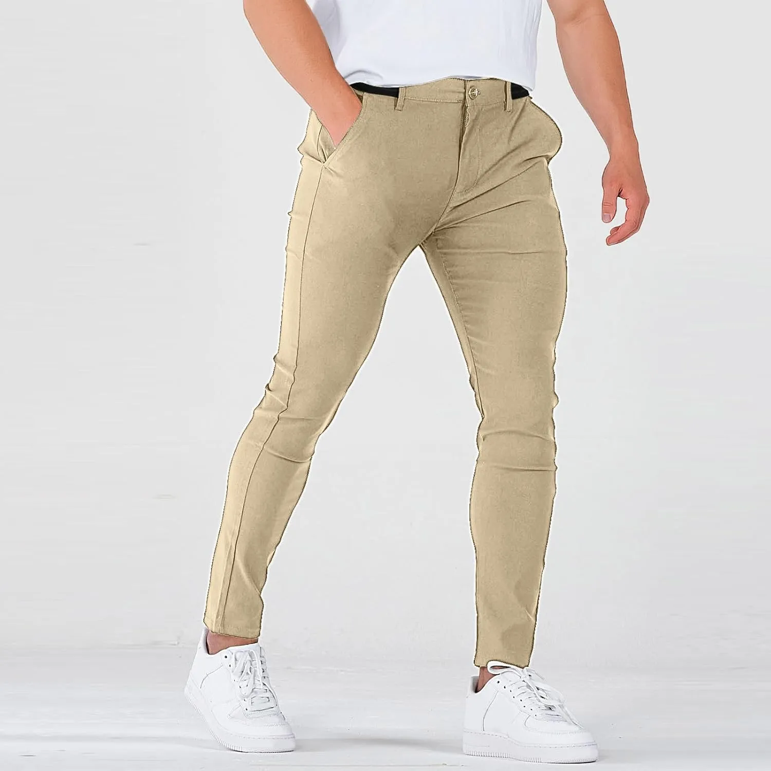 Golf Pants Men Stretch Relaxed Fit Elastic Waist Dress Pants Mencomfy Business Casual Chino Work Pants with Pockets