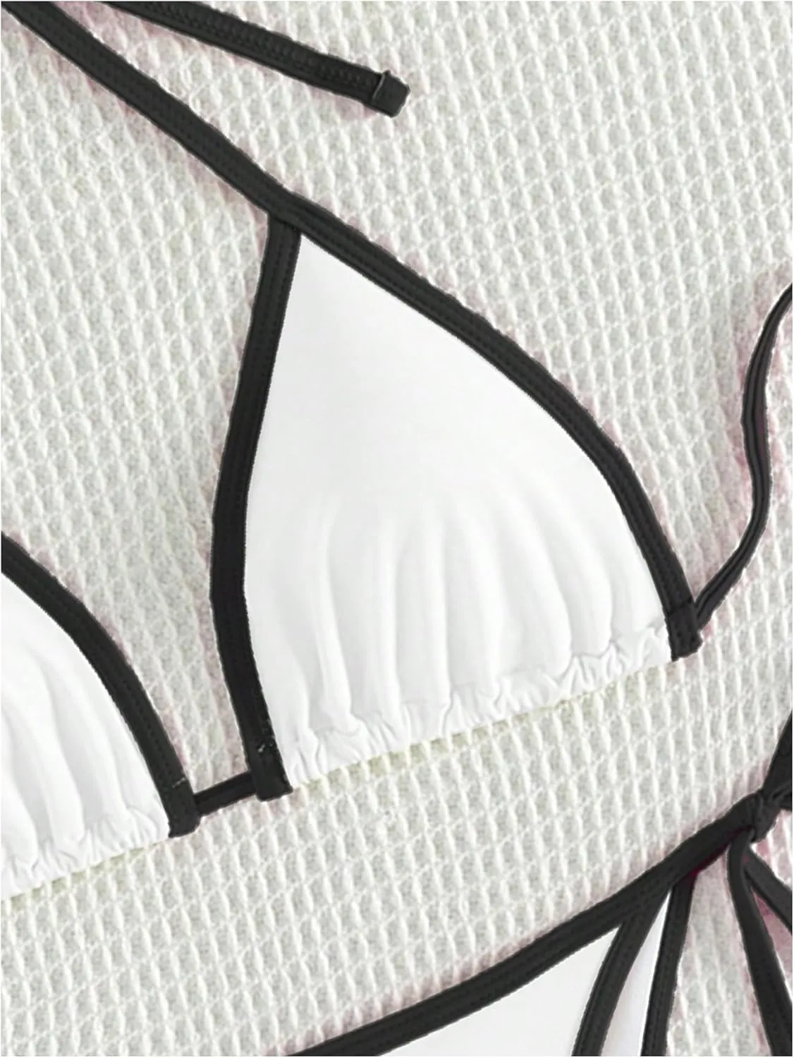 GORGLITTER Women's Contrast Binding Triangle Bathing Suit Halter Swimsuit Tie Side Thong Bikini Set