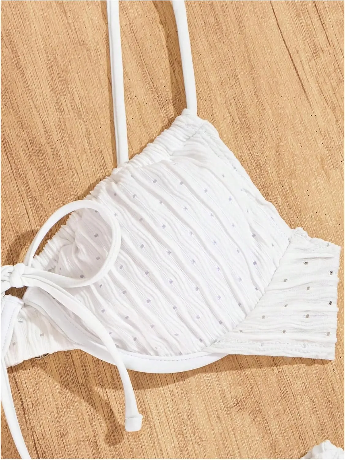 GORGLITTER Women's Eyelet Bow Bikini Set Tie Side String Coquette Swimsuit Cute Bathing Suits Beach Vacation