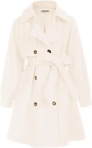 GRACE KARIN Girls Dress Coat Lapel Wool Blend Long Winter Jackets with Pockets Belt 6-14Y