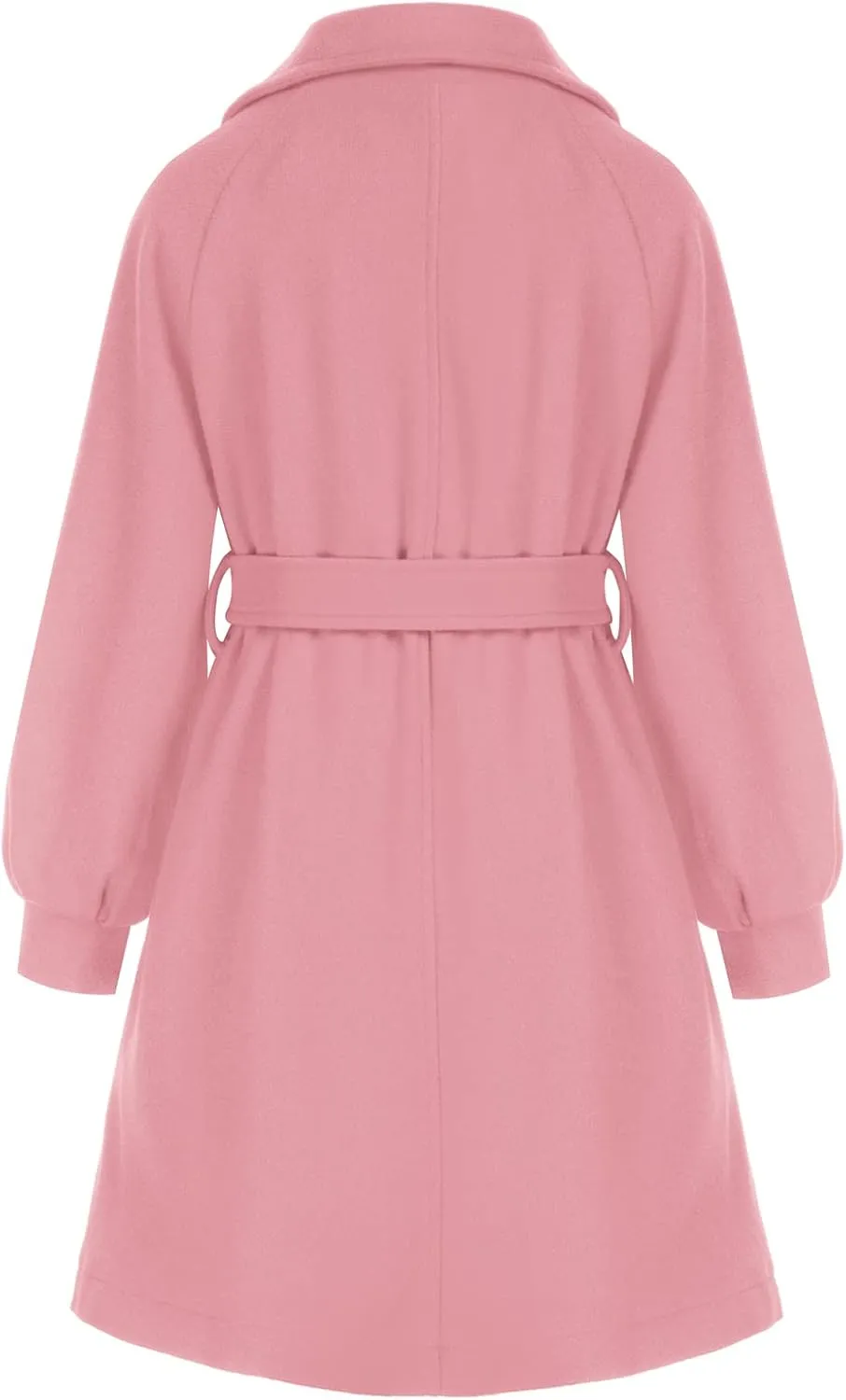 GRACE KARIN Girls Dress Coat Lapel Wool Blend Long Winter Jackets with Pockets Belt 6-14Y