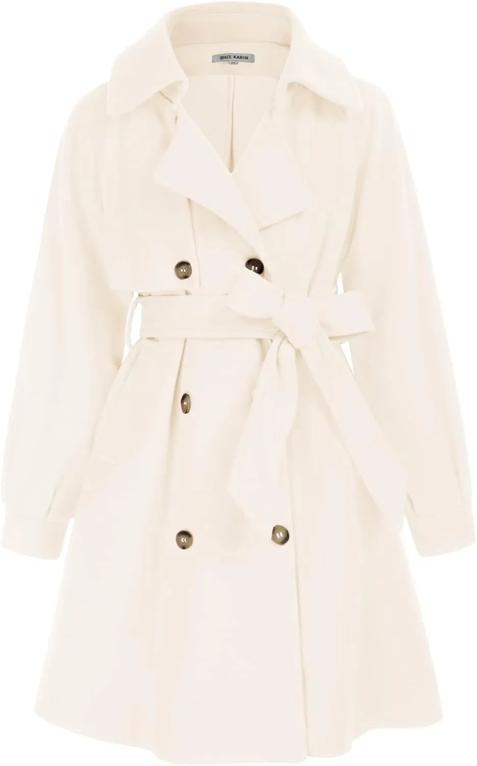 GRACE KARIN Girls Dress Coat Lapel Wool Blend Long Winter Jackets with Pockets Belt 6-14Y