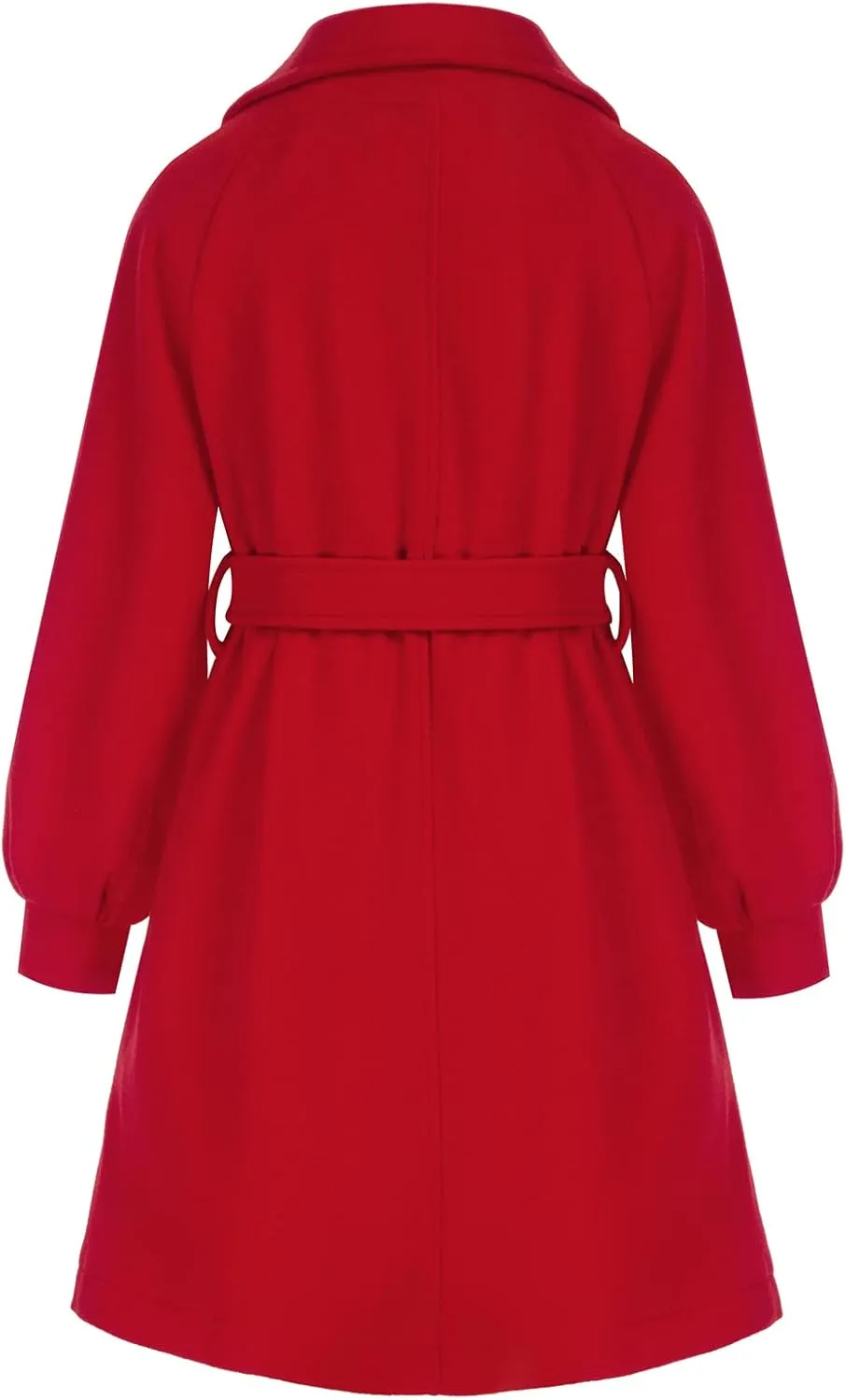 GRACE KARIN Girls Dress Coat Lapel Wool Blend Long Winter Jackets with Pockets Belt 6-14Y