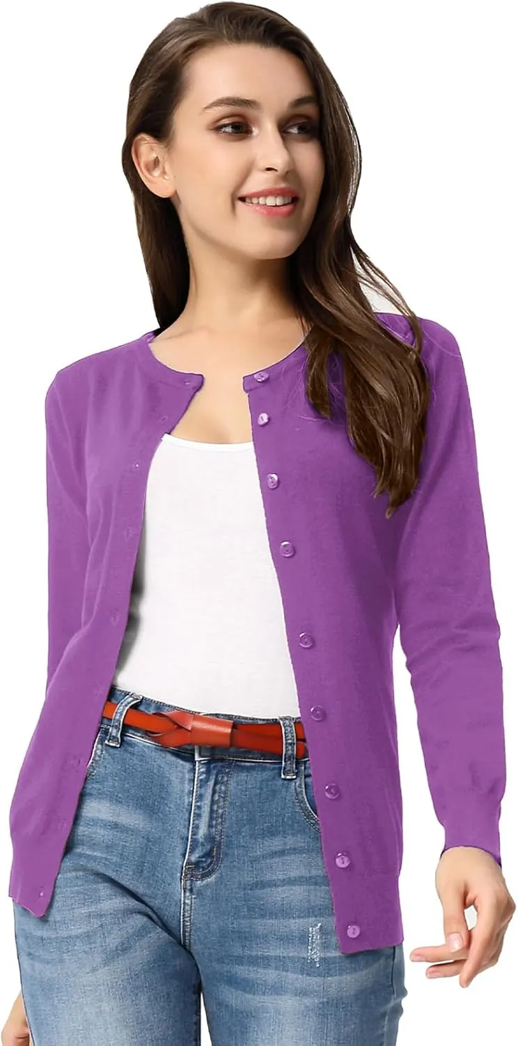 GRACE KARIN Women's Classic Long Sleeve Knit Cardigan Sweaters Casual Open Front Button Down Cardigan S-3XL