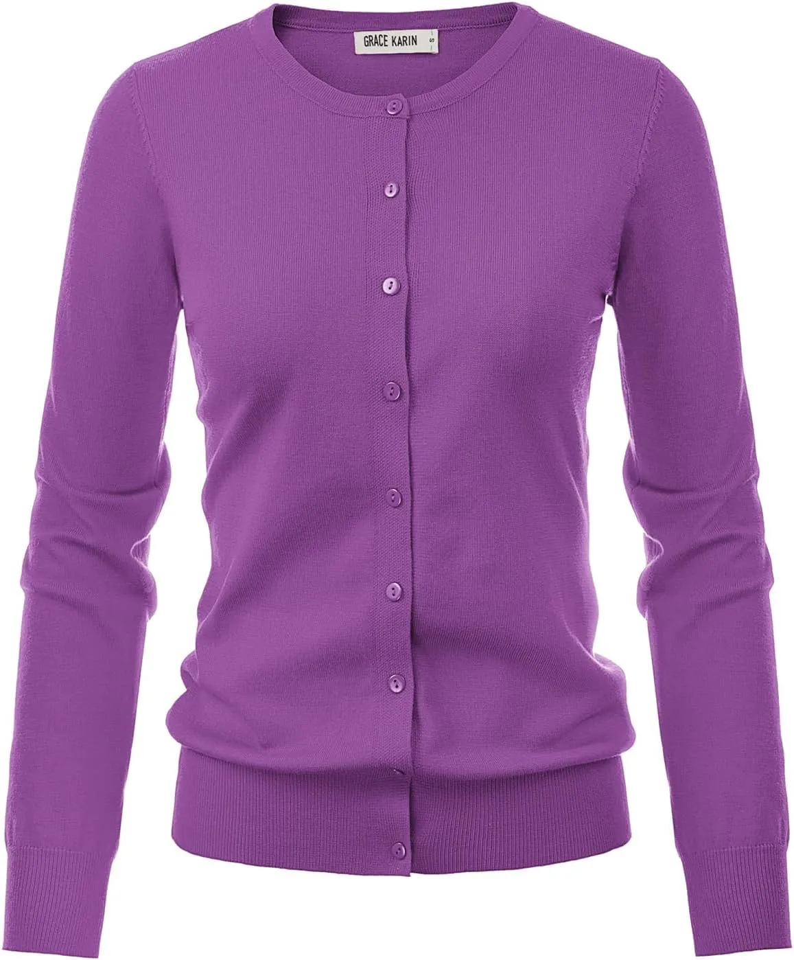 GRACE KARIN Women's Classic Long Sleeve Knit Cardigan Sweaters Casual Open Front Button Down Cardigan S-3XL