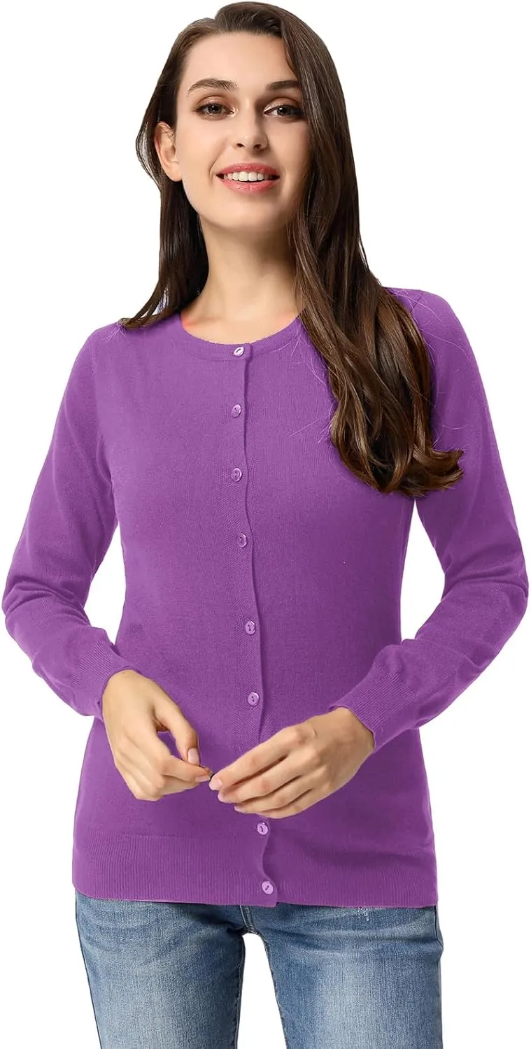 GRACE KARIN Women's Classic Long Sleeve Knit Cardigan Sweaters Casual Open Front Button Down Cardigan S-3XL