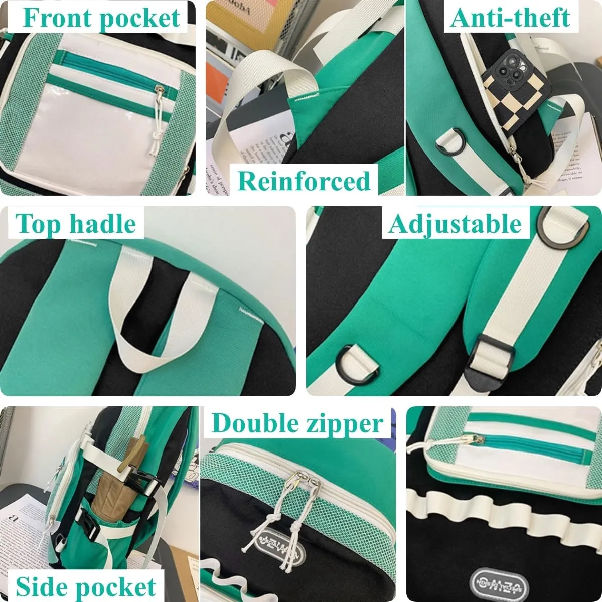 H HIKKER-LINK Water Resistant Laptop Backpack for Women Men Daypack Casual College Rucksack Black