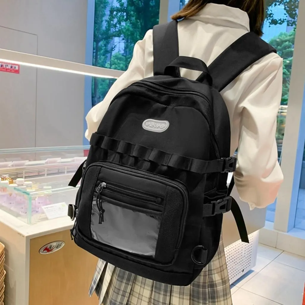 H HIKKER-LINK Water Resistant Laptop Backpack for Women Men Daypack Casual College Rucksack Black