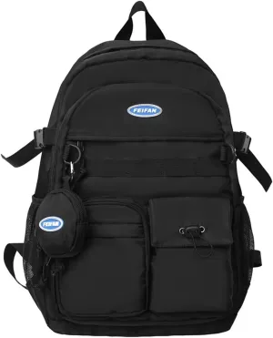 H HIKKER-LINK Water Resistant Laptop Backpack for Women Men Daypack Casual College Rucksack Black