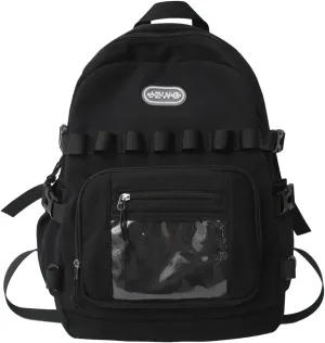 H HIKKER-LINK Water Resistant Laptop Backpack for Women Men Daypack Casual College Rucksack Black