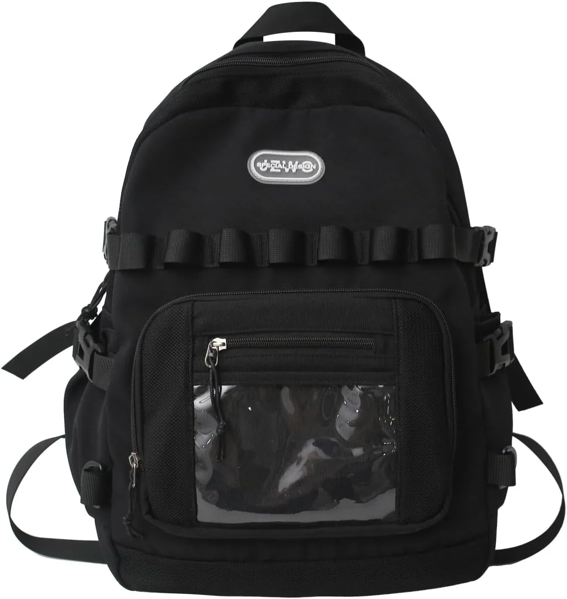 H HIKKER-LINK Water Resistant Laptop Backpack for Women Men Daypack Casual College Rucksack Black