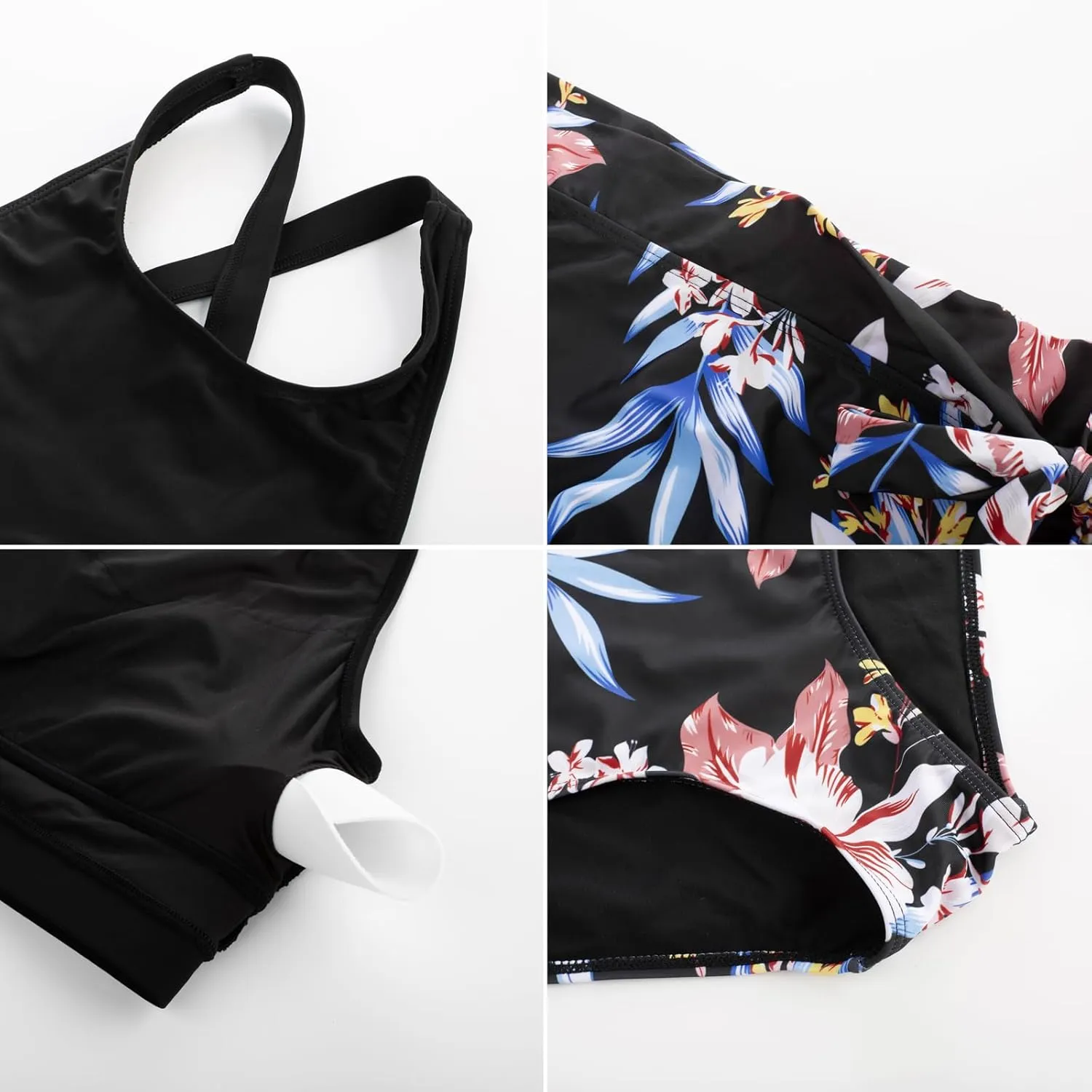 Hanna Nikole Women High Waisted Bikini Sets Two Piece Tummy Control Bikini Swimsuit with Tie Side Knot
