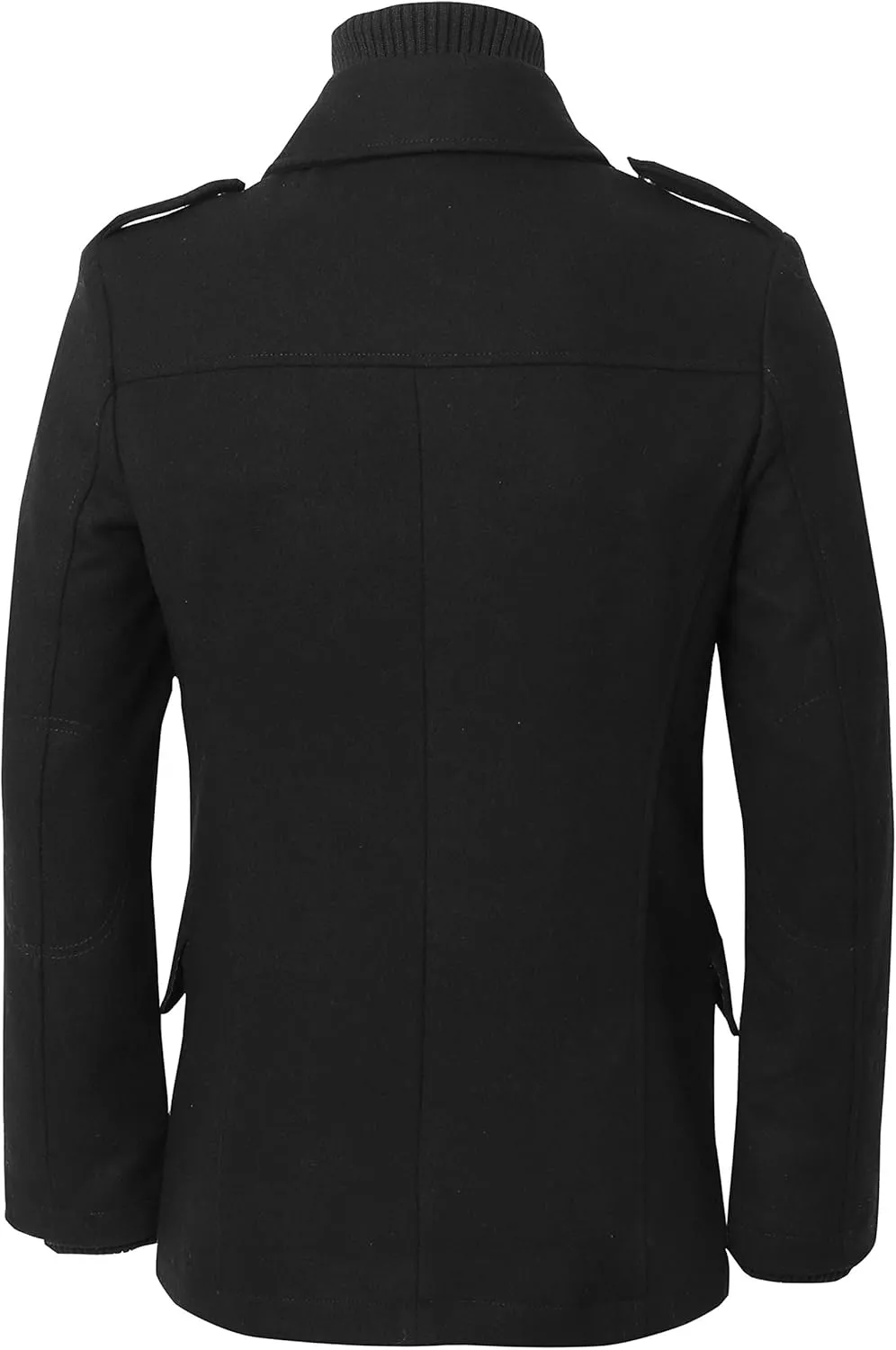 Hat and Beyond Mens Beau Wool Blend Jacket Classic Double Breasted Pea Coat Ribbed Knit Zipper Bib