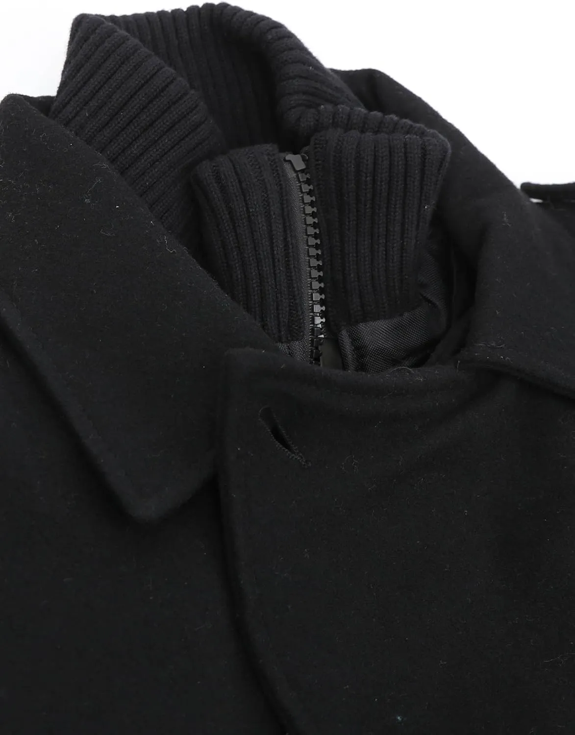 Hat and Beyond Mens Beau Wool Blend Jacket Classic Double Breasted Pea Coat Ribbed Knit Zipper Bib