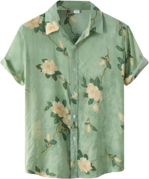 Hawaiian Shirt for Men 1950s Retro Short Sleeve Button Down Shirts Hawaiian Shirt for Men Summer Beach