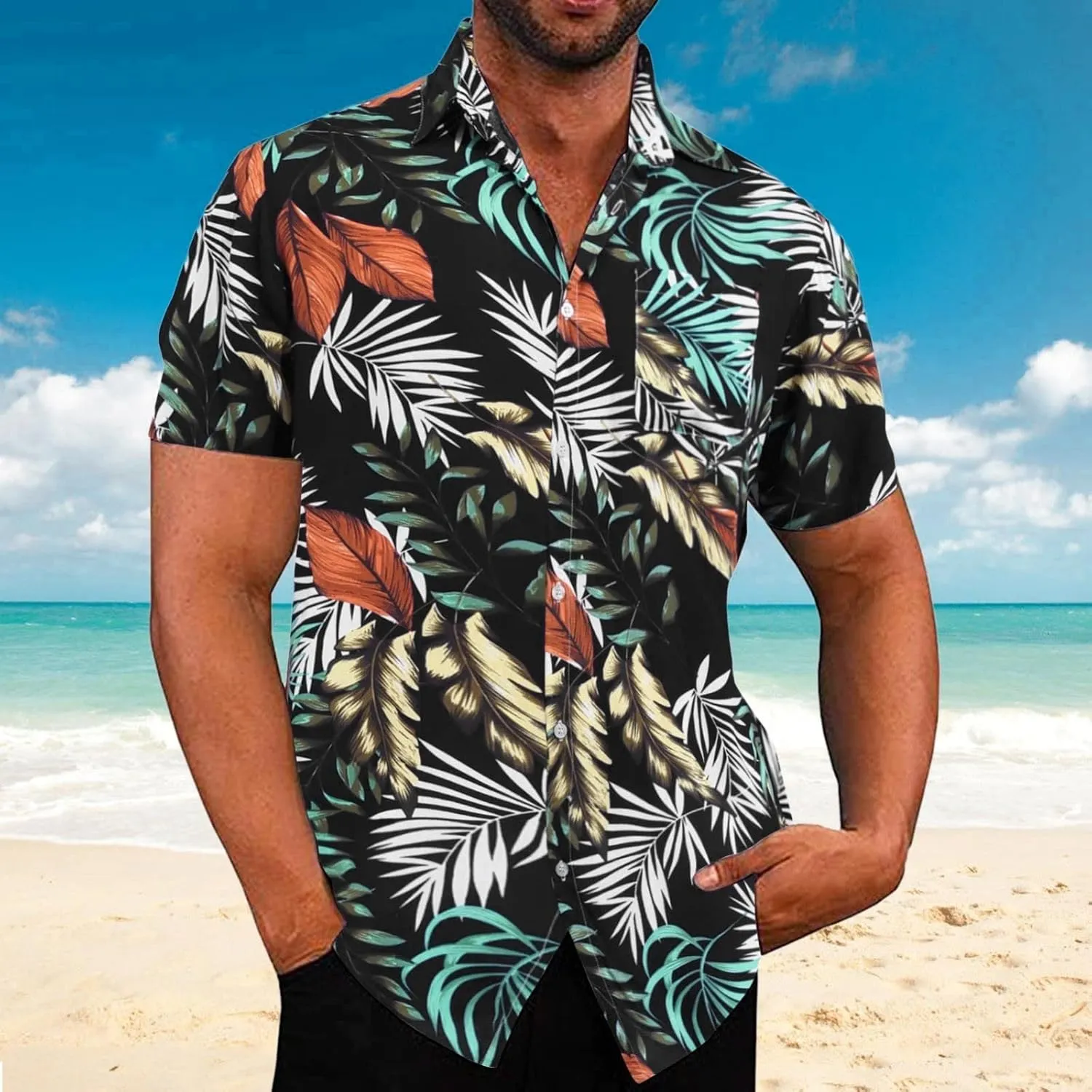 Hawaiian Shirt for Men Beach Tops Mens Shirts 2023 Casual Summer Short Sleeve Button Down Dress Shirts