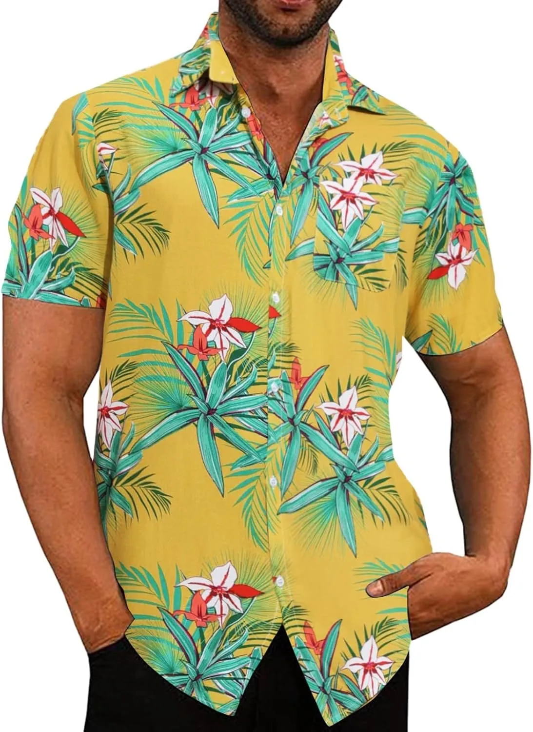 Hawaiian Shirt for Men Beach Tops Mens Shirts 2023 Casual Summer Short Sleeve Button Down Dress Shirts
